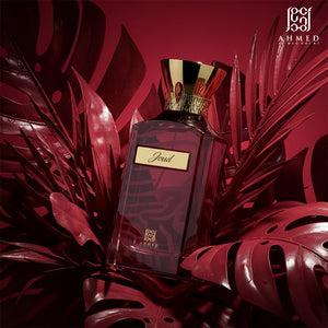 Ruby perfume bottle with red splash