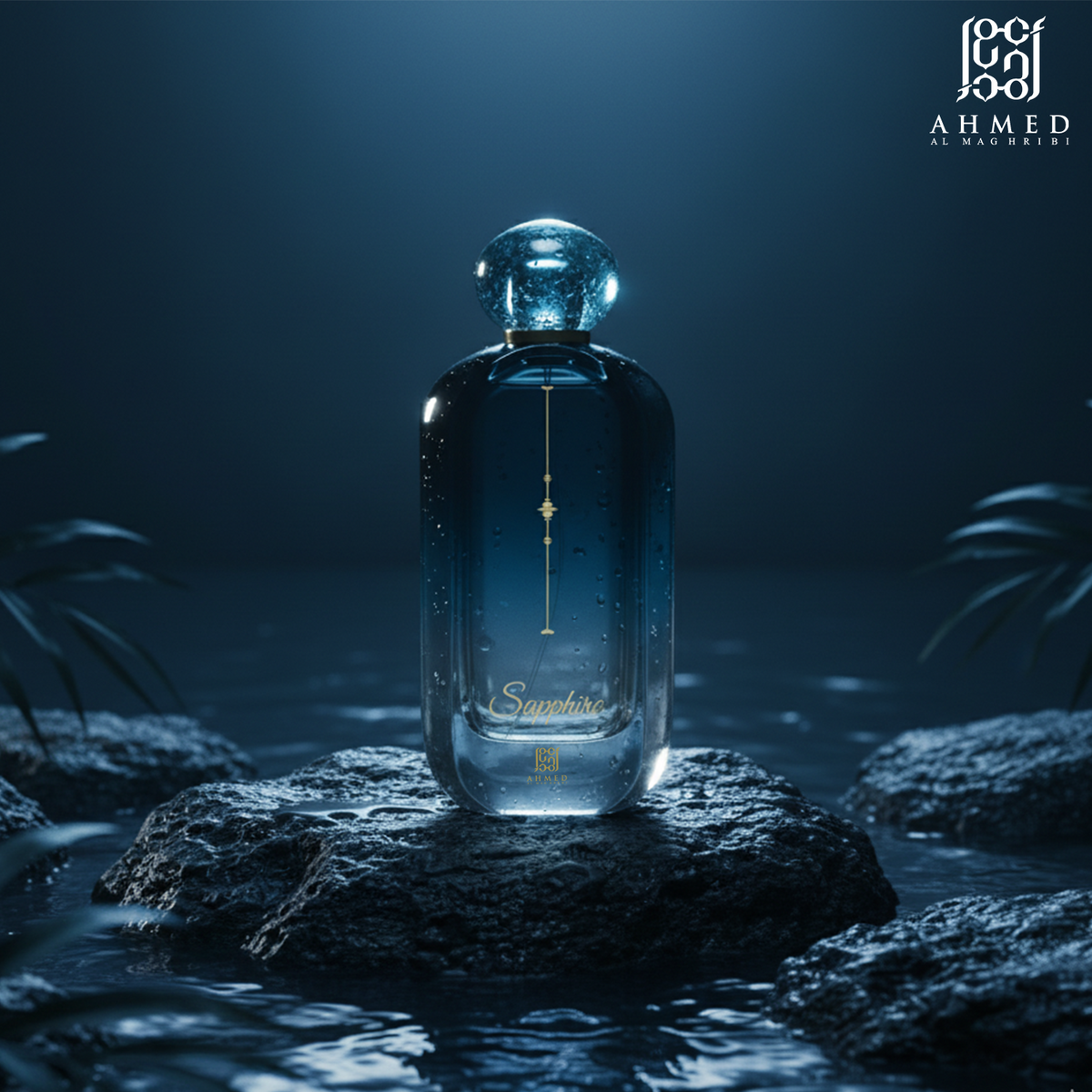 Sapphire perfume bottle with fruity floral notes