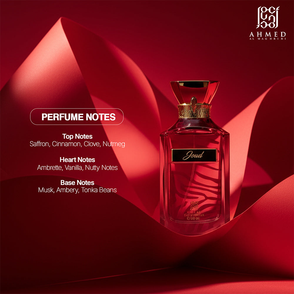 oud perfume bottle with red splash