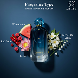 Sapphire perfume bottle with fruity floral notes