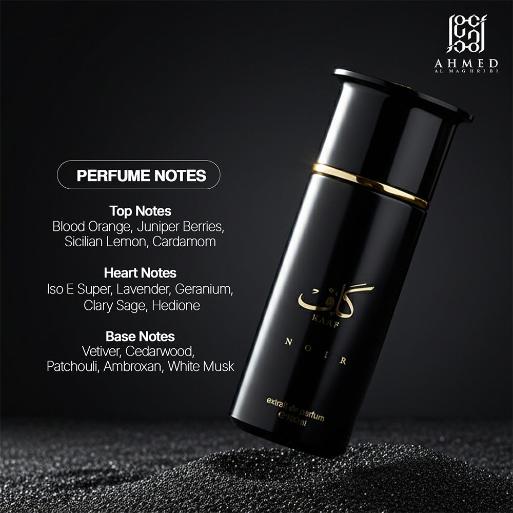 Kaaf Noir perfume notes infographic